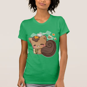 T-shirts Esquilo bonito do chibi com castanha do kawaii