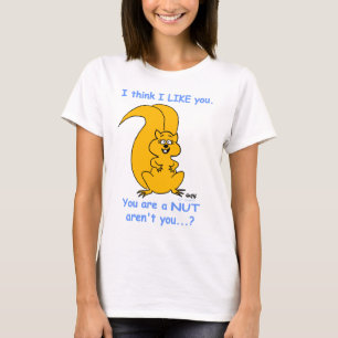 T-shirts Esquilo De Cartoon Bonito Acho Que Gosto De Ti Eng