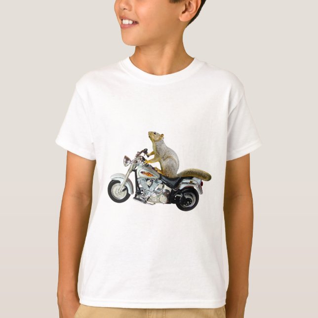 T-shirts Esquilo na motocicleta (Frente)