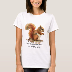 T-shirts Esquilo vermelho da aguarela, citações engraçad