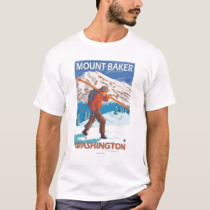 T-shirts Esquis da neve do carregando do esquiador -