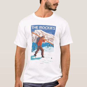 T-shirts Esquis da neve do carregando do esquiador - as