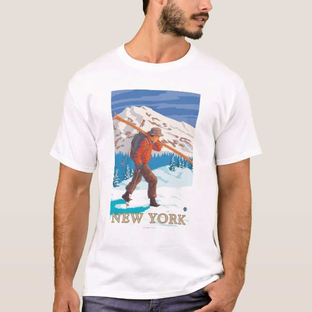 T-shirts Esquis novos do carregando de YorkSkier (Frente)