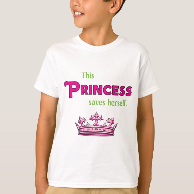 T-shirts Esta princesa Salvamento Ela mesma (Frente)