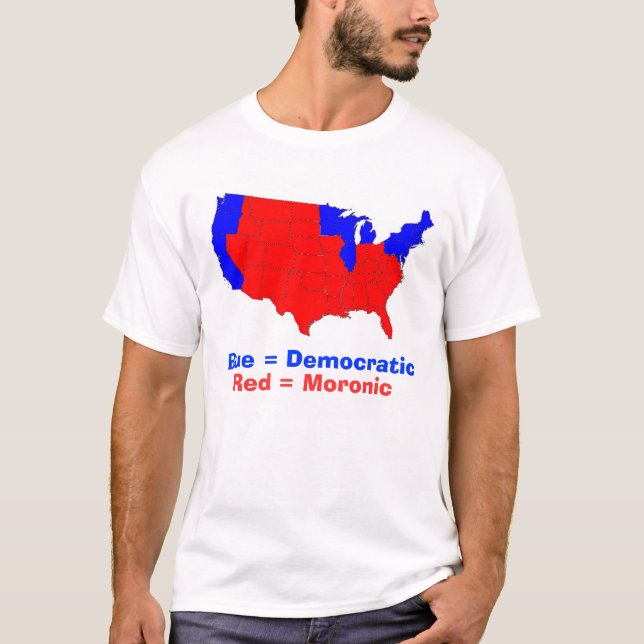 T-shirts estados, azul = Democrática, vermelho = Moronic (Frente)
