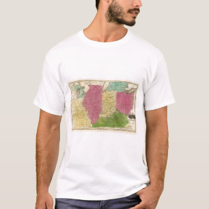 T-shirts Estados Ocidentais com o mapa inserir de Michigan
