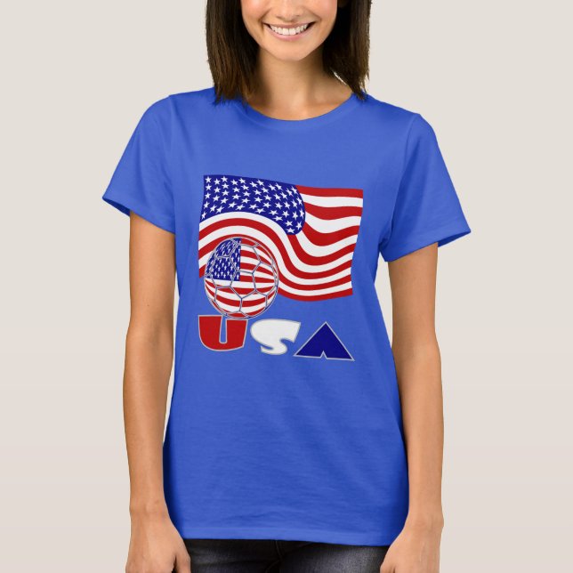T-shirts Estados Unidos Bandeira EUA Soccer Ball (Frente)