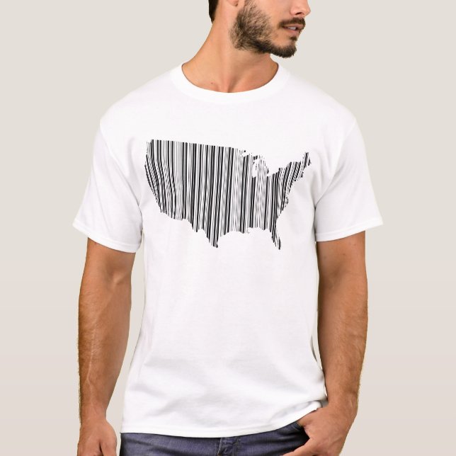 T-shirts Estados Unidos da América em Código de Barras (Frente)