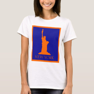 T-shirts Estátua da Liberdade e Nova York em Laranja e Azu