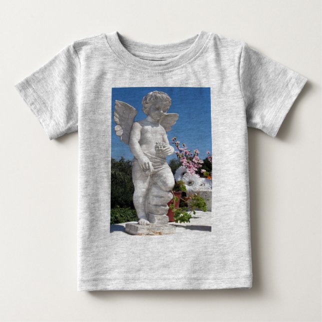 T-shirts Estátua De Anjo Na Cinza (Frente)