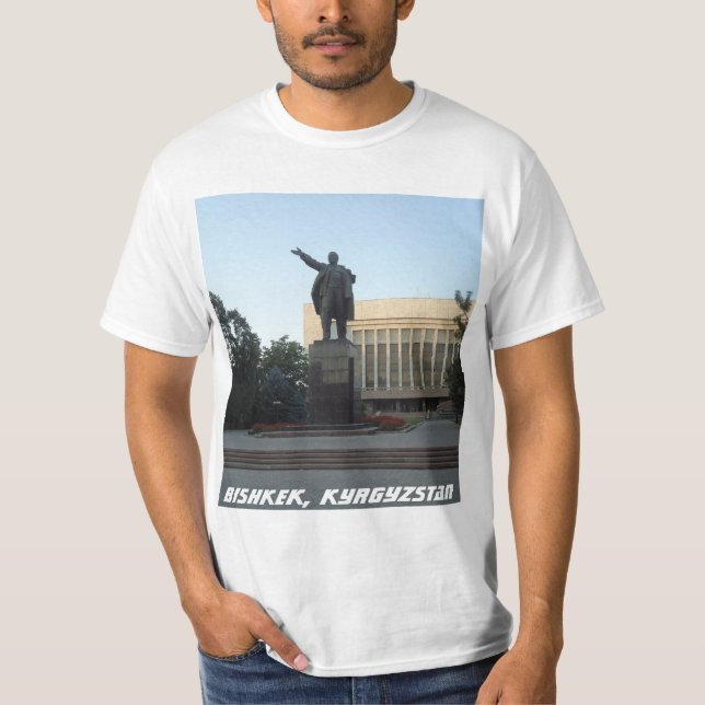 T-shirts Estátua de Lenin, Bishkek, Quirguistão Kirgizia (Frente)