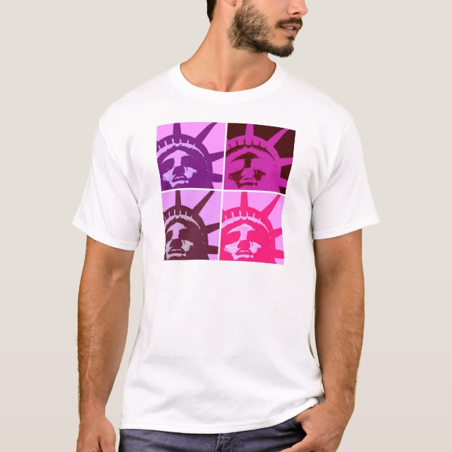 T-shirts Estátua de pop Art da Liberdade (Frente)