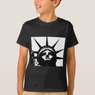 T-shirts Estátua de Pop de Arte Negra e Branca da Liberdade