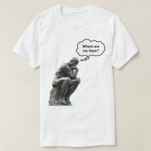 T-shirts Estatua engraçada do Pensador de Rodin - Onde Estã