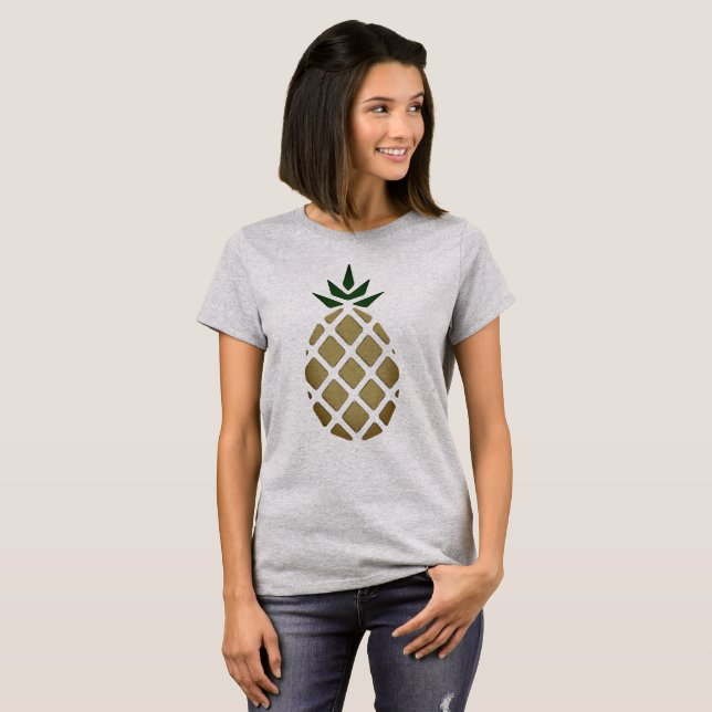 T-shirts Estêncil de Abacaxi Tropical (Frente Completa)