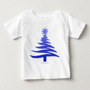 T-shirts Estêncil De Árvore De Natal Azul