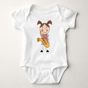 T-shirts Esticar Garota com Saxofone