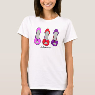 T-shirts Estileta Púrpura Rosa-Moda Heel Heels Calçado