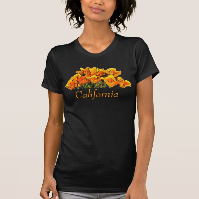 T-shirts Estilizado texto "California Poppy Art", "Californ (Frente)
