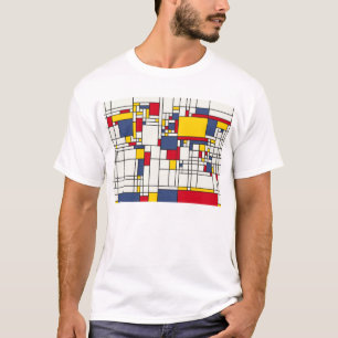 T-shirts Estilo abstrato de Mondrian do mapa do mundo