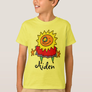 T-shirts Estilo de banda desenhada SUNNY LADY + seu backgr.