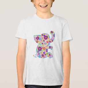 T-shirts Estilo de Cartoon das Flores Retro Bonitas Elefant