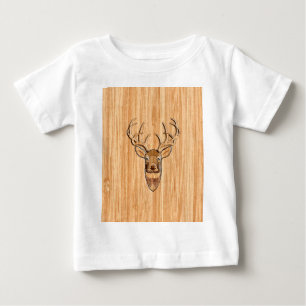 T-shirts Estilo de Grãos de Madeira da Cabeça de Buck Dee