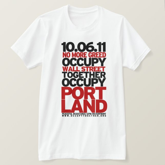 T-shirts Estilo de OWS Portland (Frente do Design)