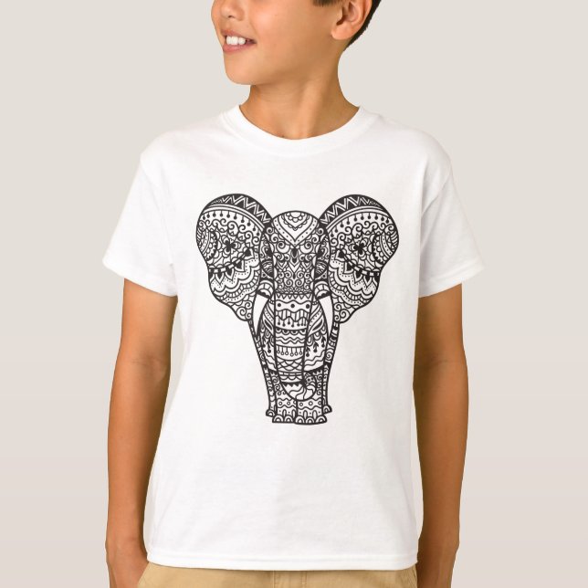 T-shirts Estilo decorativo do elefante (Frente)
