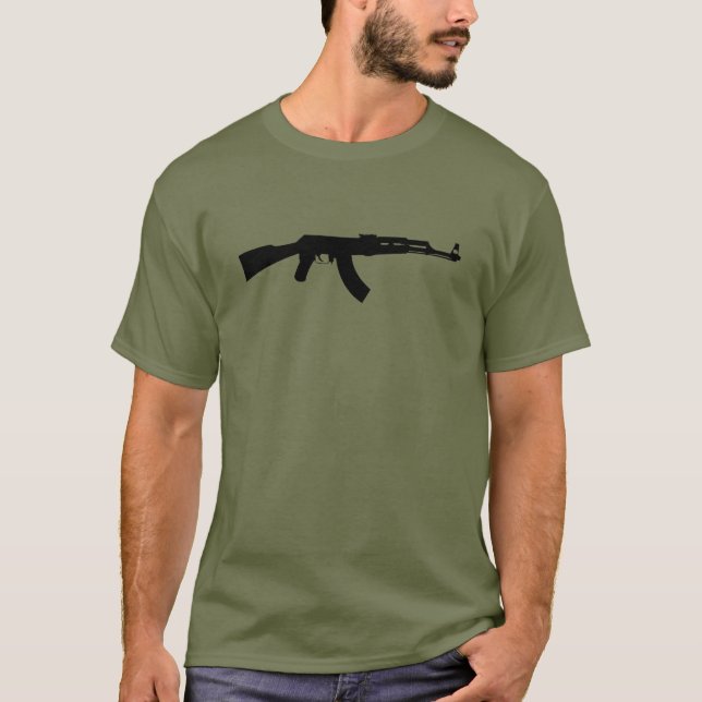 T-shirts Estilo do jérsei dos esportes do Kalashnikov 47 (Frente)