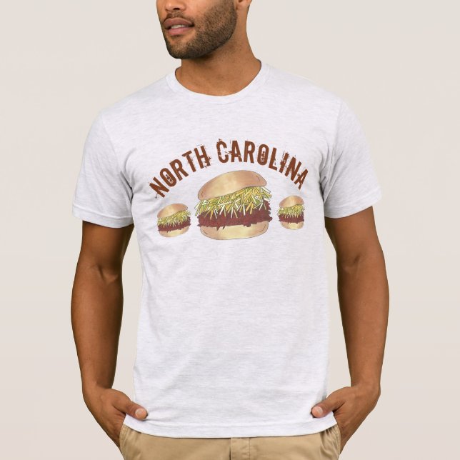 T-shirts Estilo NC da Carolina do Norte Estilo de Pork Barb (Frente)