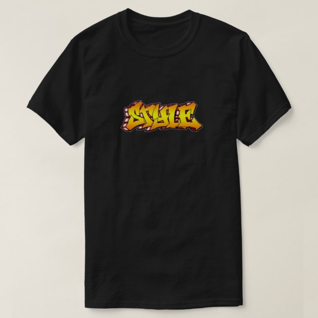 T-shirts Estilo preto e amarelo (grafite) (Frente do Design)