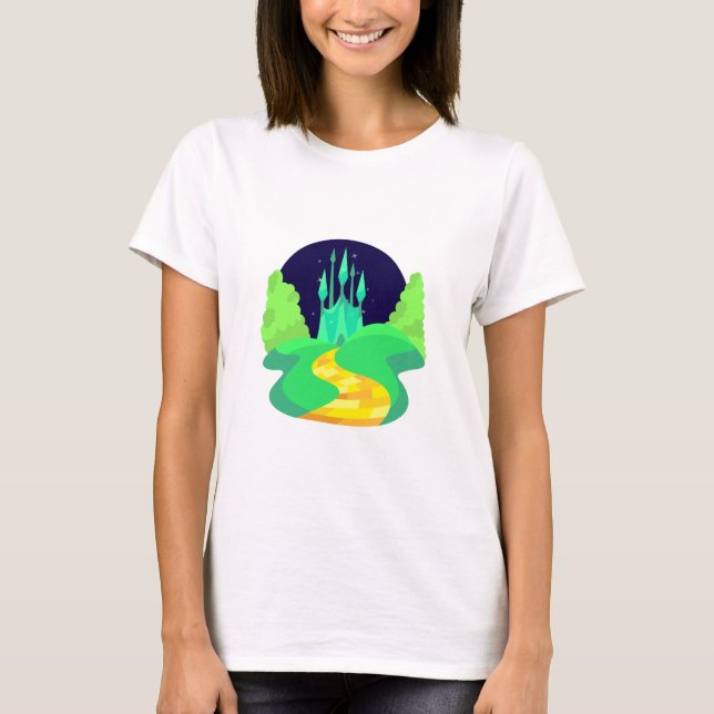 T-shirts estrada de tijolos amarela (Frente)