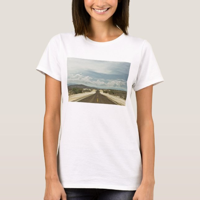 T-shirts Estrada reta longa com a paisagem de Baja do (Frente)