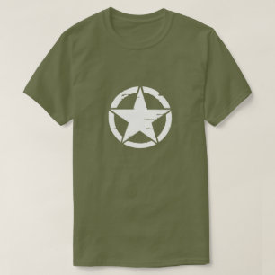 T-shirts Estrela afligida do branco do exército
