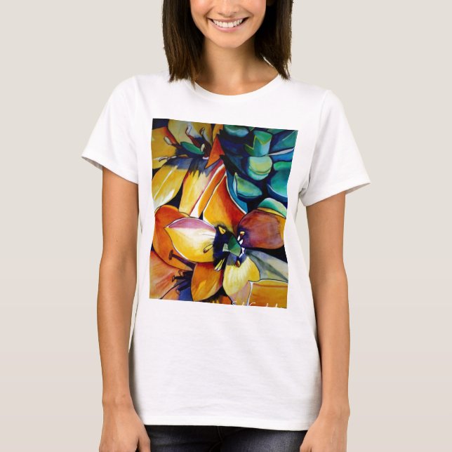 T-shirts Estrela Amarela de Bethlehem flor aquarela (Frente)