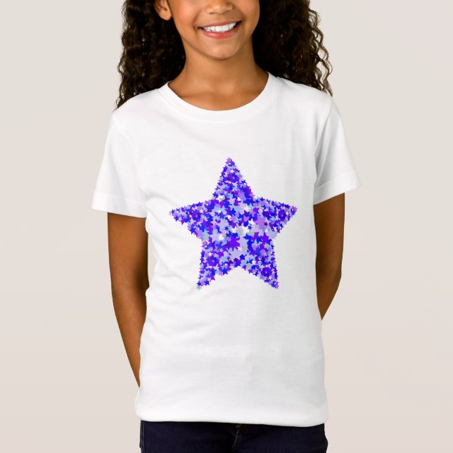 T-shirts Estrela azul e roxa das estrelas (Frente)
