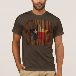 T-shirts Estrela da bandeira de Texas no tema de madeira