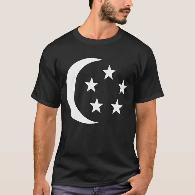 T-shirts Estrela da lua da bandeira de Singapore (Frente)