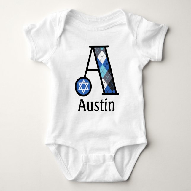 T-shirts Estrela de David Hanukkah, monograma A (Frente)