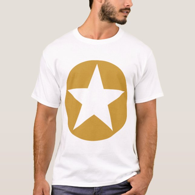 T-shirts Estrela dentro de um círculo - Castanho dourado (Frente)