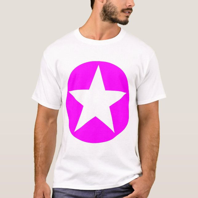 T-shirts Estrela dentro de um círculo - Magenta (Frente)