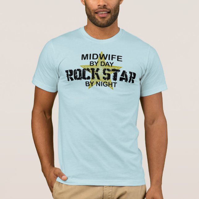T-shirts Estrela do rock da parteira em a noite (Frente)