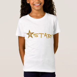 T-shirts Estrela "Dourado" "ESTRELA!" menina pequena do