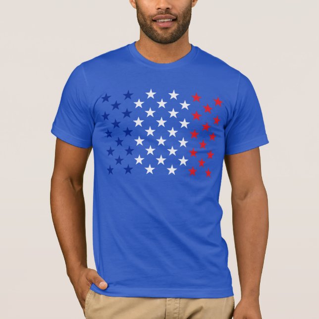 T-shirts Estrelas Americanas do Estilo Tricolorido do Sinal (Frente)