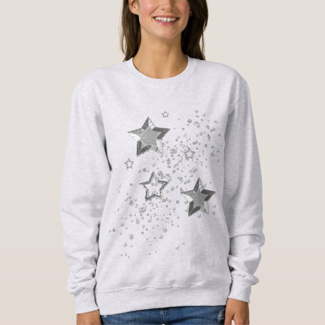 T-shirts Estrelas & confetes de prata brilhantes (Frente)