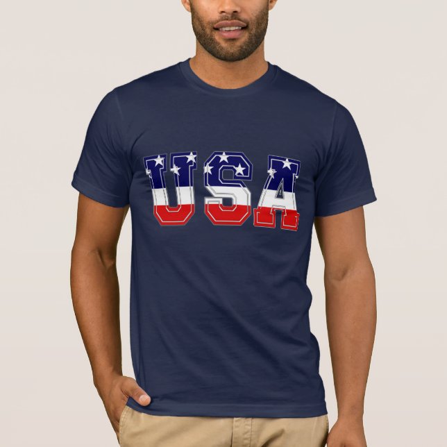 T-shirts Estrelas e Listras Patrióticas EUA (Frente)