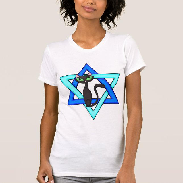 T-shirts Estrelas judaicas do gato (Frente)