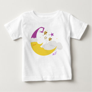 T-shirts Estrelas roxas do chapéu & do ouro da lua