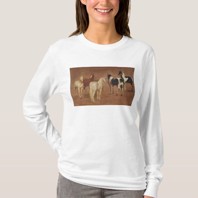 T-shirts Estudo de cinco cavalos (Frente)